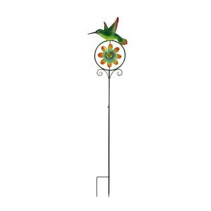 55 Inch Hummingbird Flower Kinetic Wind Spinner Garden Stake Yard Decor Pinwheel
